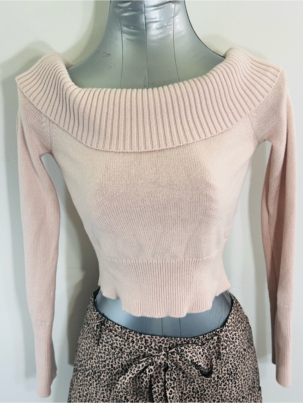 bp Blush Off-the-Shoulder Ribbed Crop Sweater